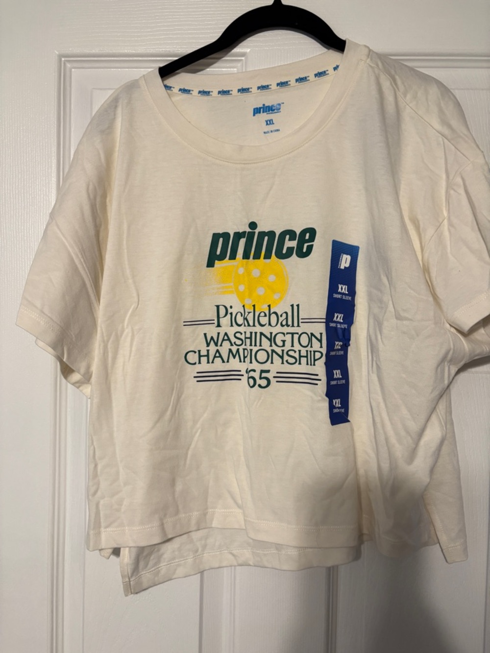 Prince Cream Crop Top with Green & Yellow Pickleball Graphic